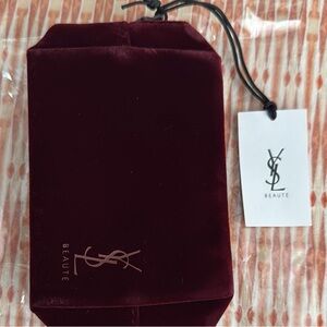 YSL Beaute Velvet Pouch in Burgundy